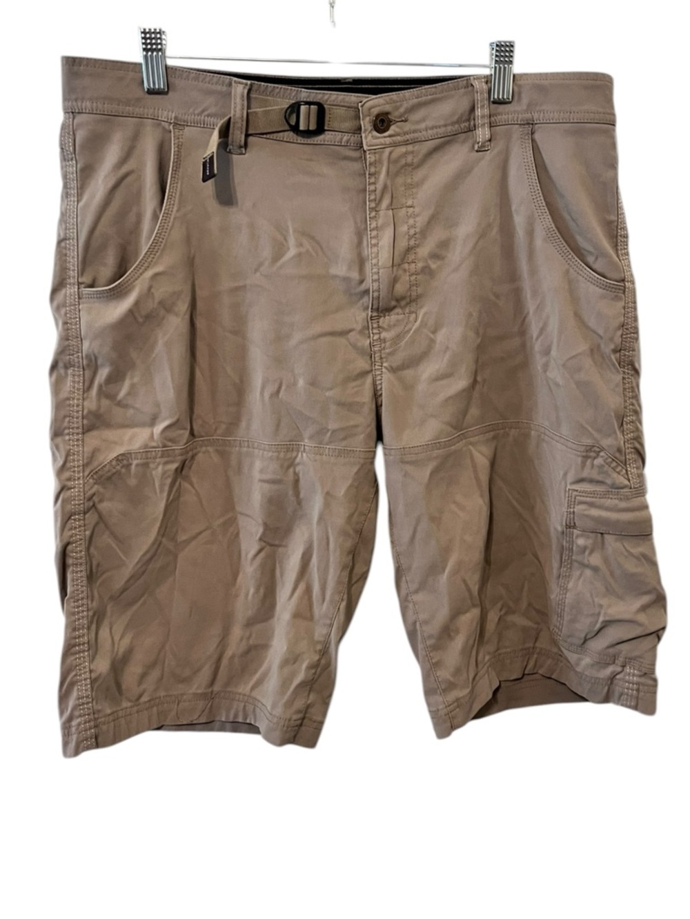 Prana Men's Taupe Cargo Shorts Size Large Integrated Belt Outdoors Hiking Active